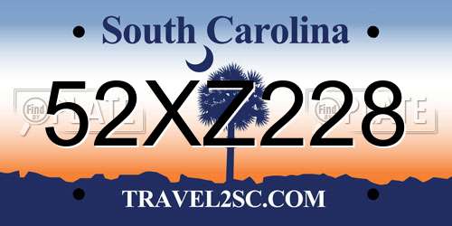 52XZ228 South Carolina License Plate