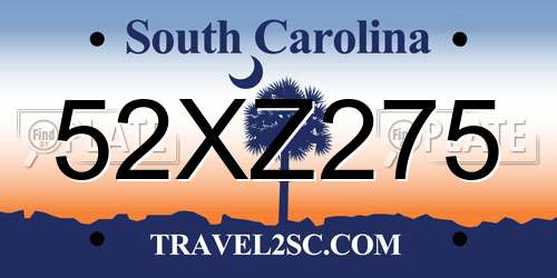 52XZ275 South Carolina License Plate