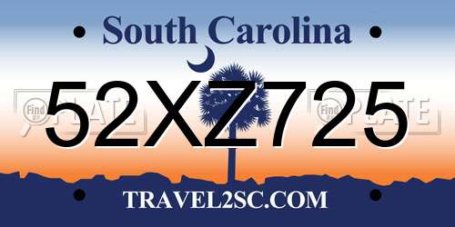 52XZ725 South Carolina License Plate