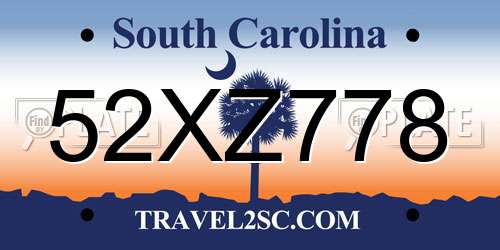 52XZ778 South Carolina License Plate