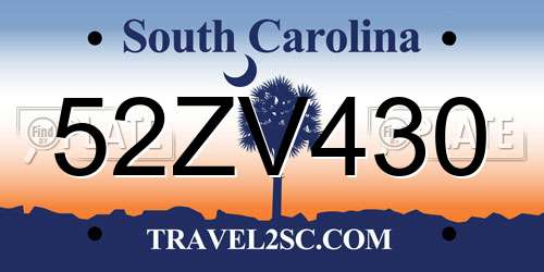 52ZV430 South Carolina License Plate