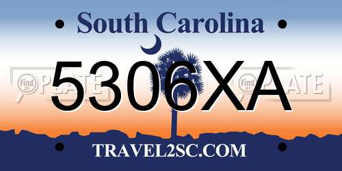 5306XA South Carolina License Plate
