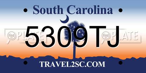 5309TJ South Carolina License Plate