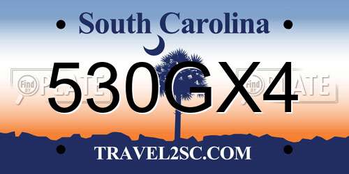 530GX4 South Carolina License Plate