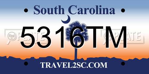 5316TM South Carolina License Plate