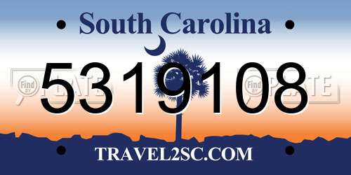 5319108 South Carolina License Plate