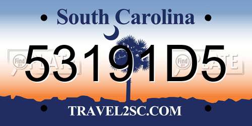 53191D5 South Carolina License Plate
