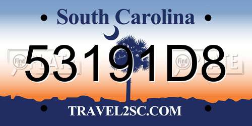 53191D8 South Carolina License Plate