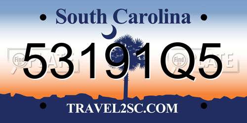 53191Q5 South Carolina License Plate