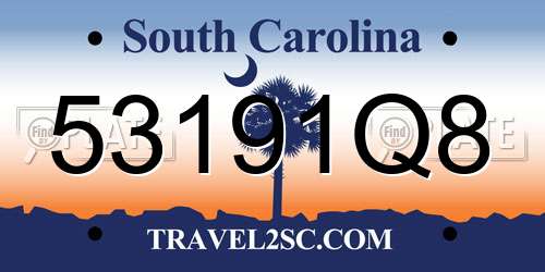 53191Q8 South Carolina License Plate
