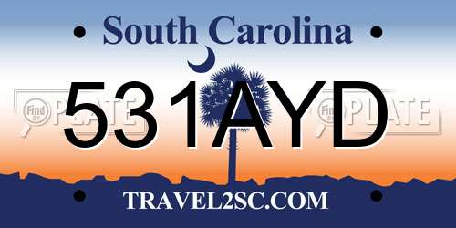 531AYD South Carolina License Plate