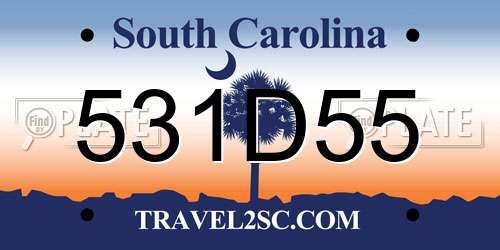 531D55 South Carolina License Plate