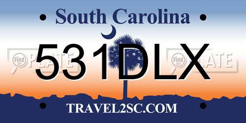 531DLX South Carolina License Plate