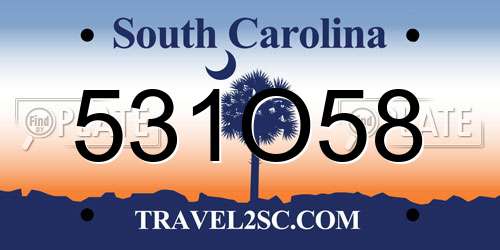 531O58 South Carolina License Plate