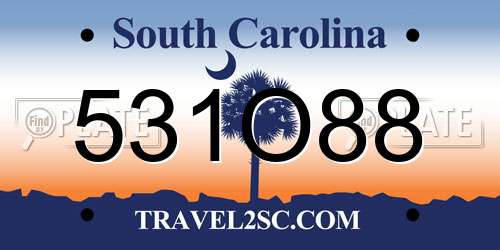 531O88 South Carolina License Plate
