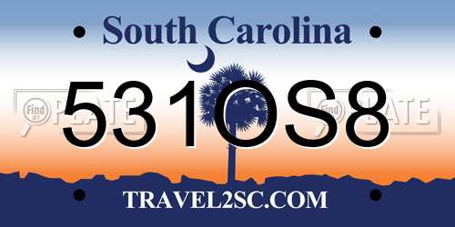 531OS8 South Carolina License Plate