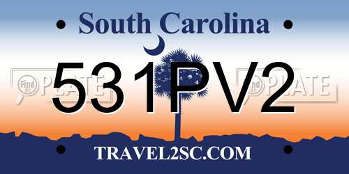 531PV2 South Carolina License Plate