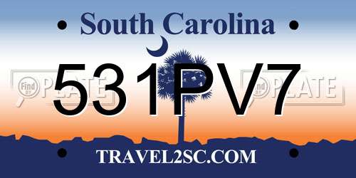 531PV7 South Carolina License Plate