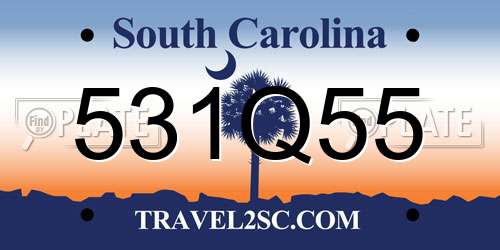531Q55 South Carolina License Plate