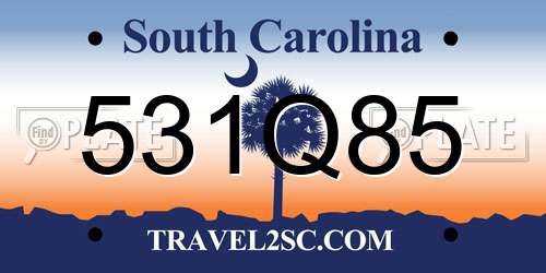 531Q85 South Carolina License Plate