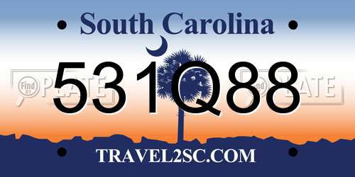 531Q88 South Carolina License Plate