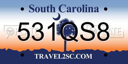 531QS8 South Carolina License Plate