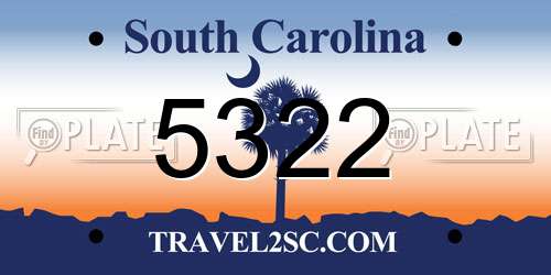 5322 South Carolina License Plate