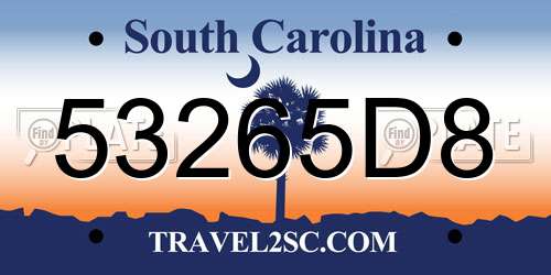 53265D8 South Carolina License Plate