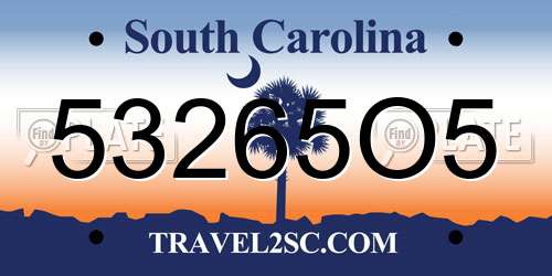 53265O5 South Carolina License Plate