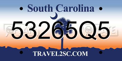 53265Q5 South Carolina License Plate