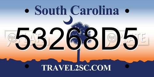 53268D5 South Carolina License Plate
