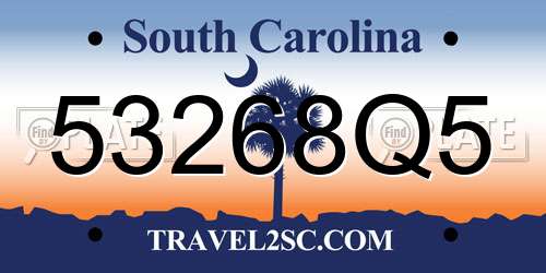 53268Q5 South Carolina License Plate