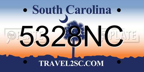 5328NC South Carolina License Plate