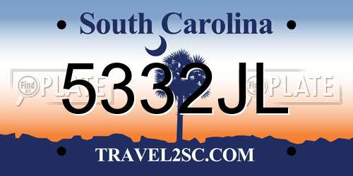 5332JL South Carolina License Plate