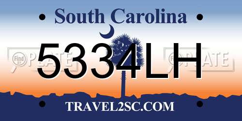 5334LH South Carolina License Plate