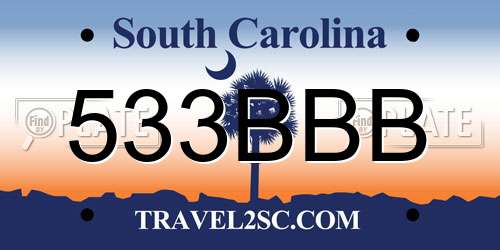 533BBB South Carolina License Plate