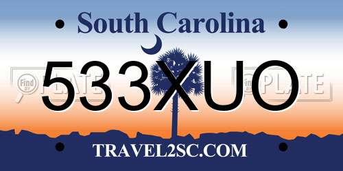 533XUO South Carolina License Plate