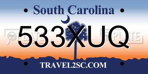 533XUQ South Carolina License Plate