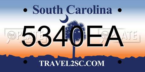 5340EA South Carolina License Plate