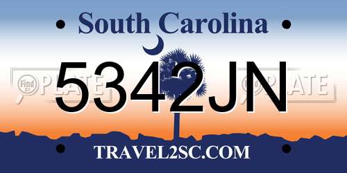 5342JN South Carolina License Plate