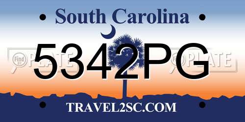 5342PG South Carolina License Plate