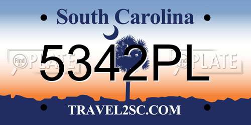 5342PL South Carolina License Plate