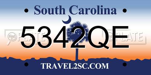 5342QE South Carolina License Plate