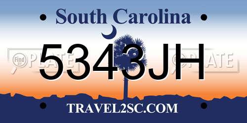 5343JH South Carolina License Plate