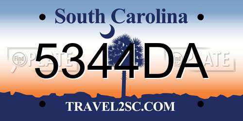 5344DA South Carolina License Plate