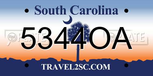 5344OA South Carolina License Plate