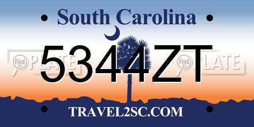 5344ZT South Carolina License Plate