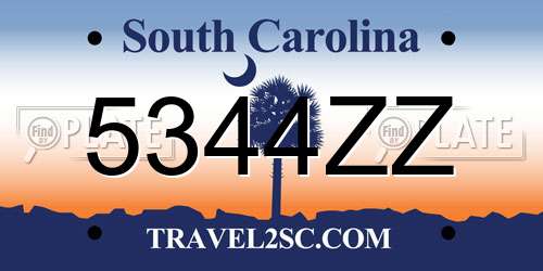 5344ZZ South Carolina License Plate