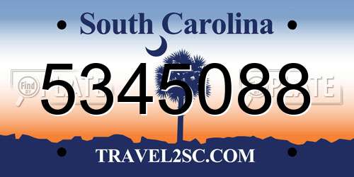 5345088 South Carolina License Plate