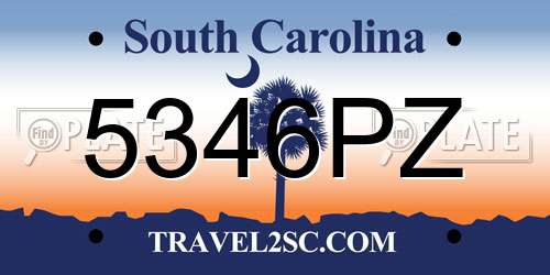 5346PZ South Carolina License Plate